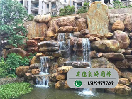 广东黄蜡石假山瀑布